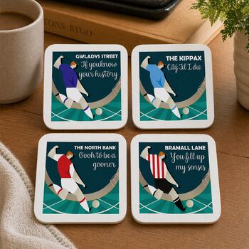 Set Of Four Coasters Gift For Football Fans, 5 of 12