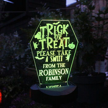 Personalised Halloween Trick Or Treat Solar Light, 3 of 3