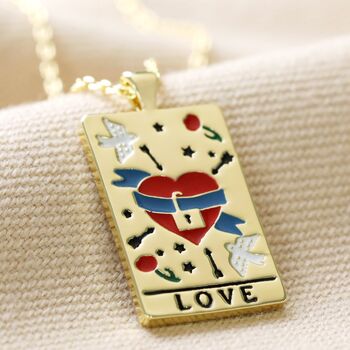 Enamel Tarot Card Necklace In Gold Plating, 5 of 11