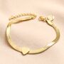 Gold Stainless Steel Heart Charm Herringbone Bracelet, thumbnail 8 of 12