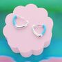 Neon Blue And Silver Heart Hoops, thumbnail 1 of 2