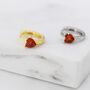 Garnet Red Heart Cz Huggie Hoop In Sterling Silver, thumbnail 2 of 11