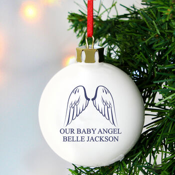 Personalised Angel Wings Memorial Christmas Bauble, 4 of 6