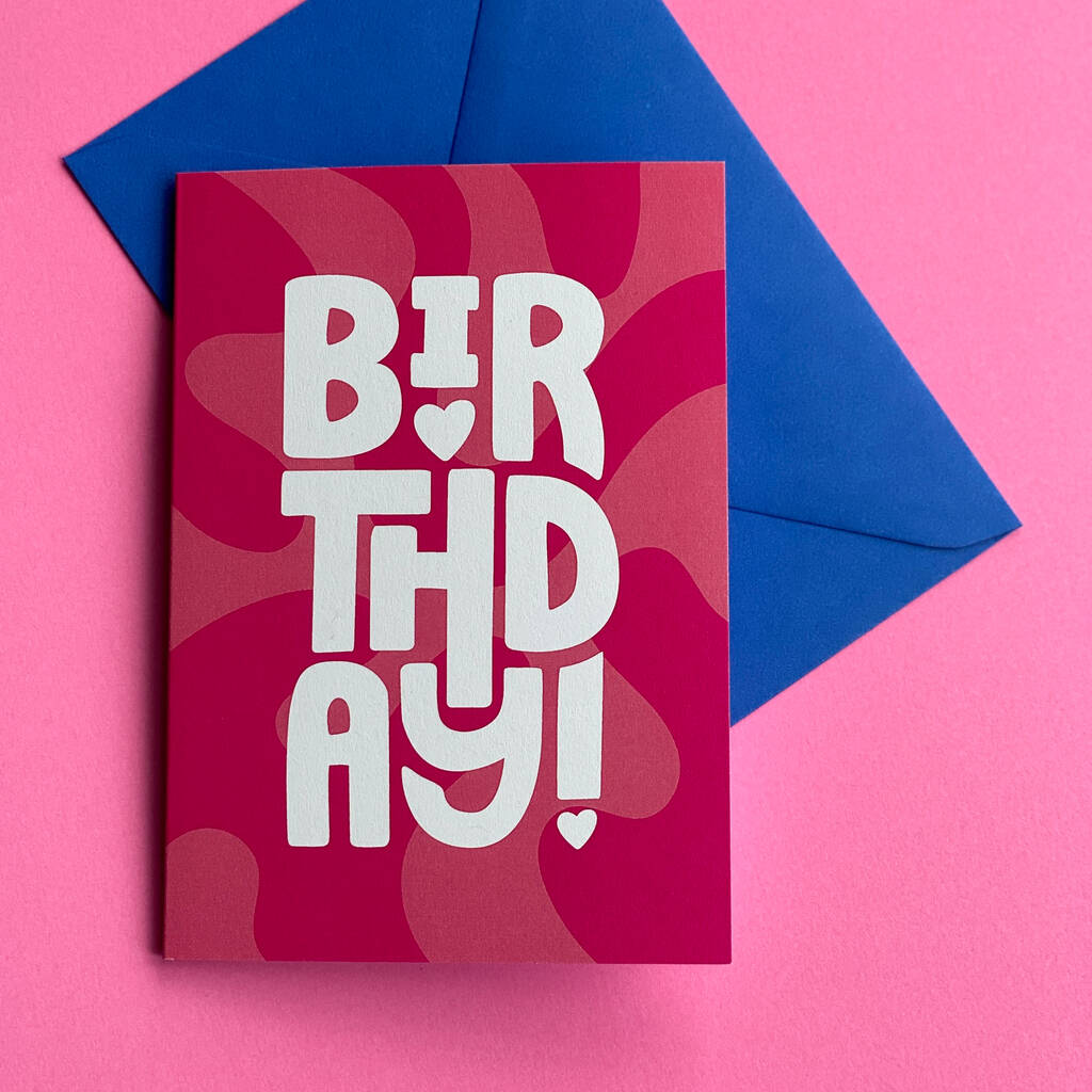 Groovy Pink Birthday Card By Sketch By Sam