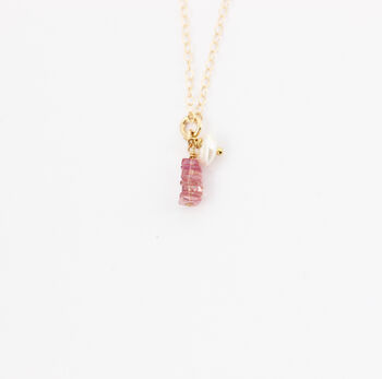 Gold Filled Tourmaline And Pearl Charm Necklace, 4 of 11