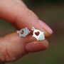Pig Earrings Heart Studs Animal Jewellery, thumbnail 1 of 4