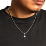 Silver Mini Blue Lace Agate Gemstone Pendant Necklace For Men, thumbnail 2 of 10