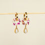 18 K Gold Plated Hoop Earrings With Flower And Pearl Drop, thumbnail 3 of 11