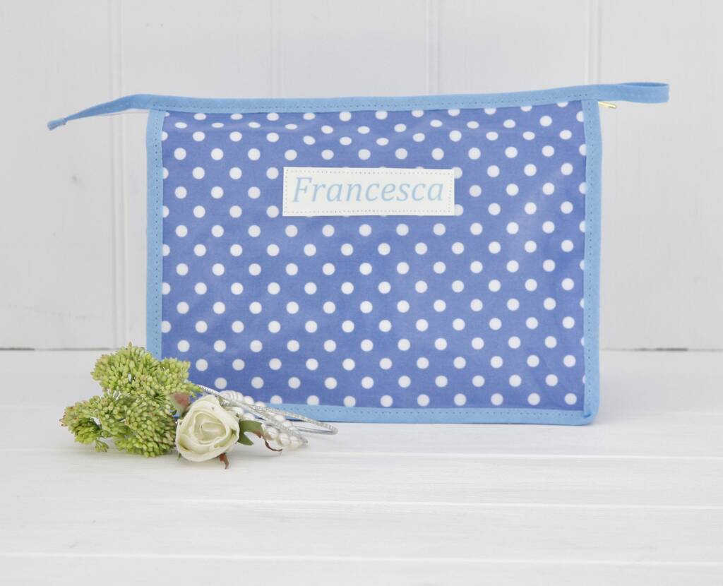 Personalised Wipe Clean Oilcloth Wash Bag, 1 of 5