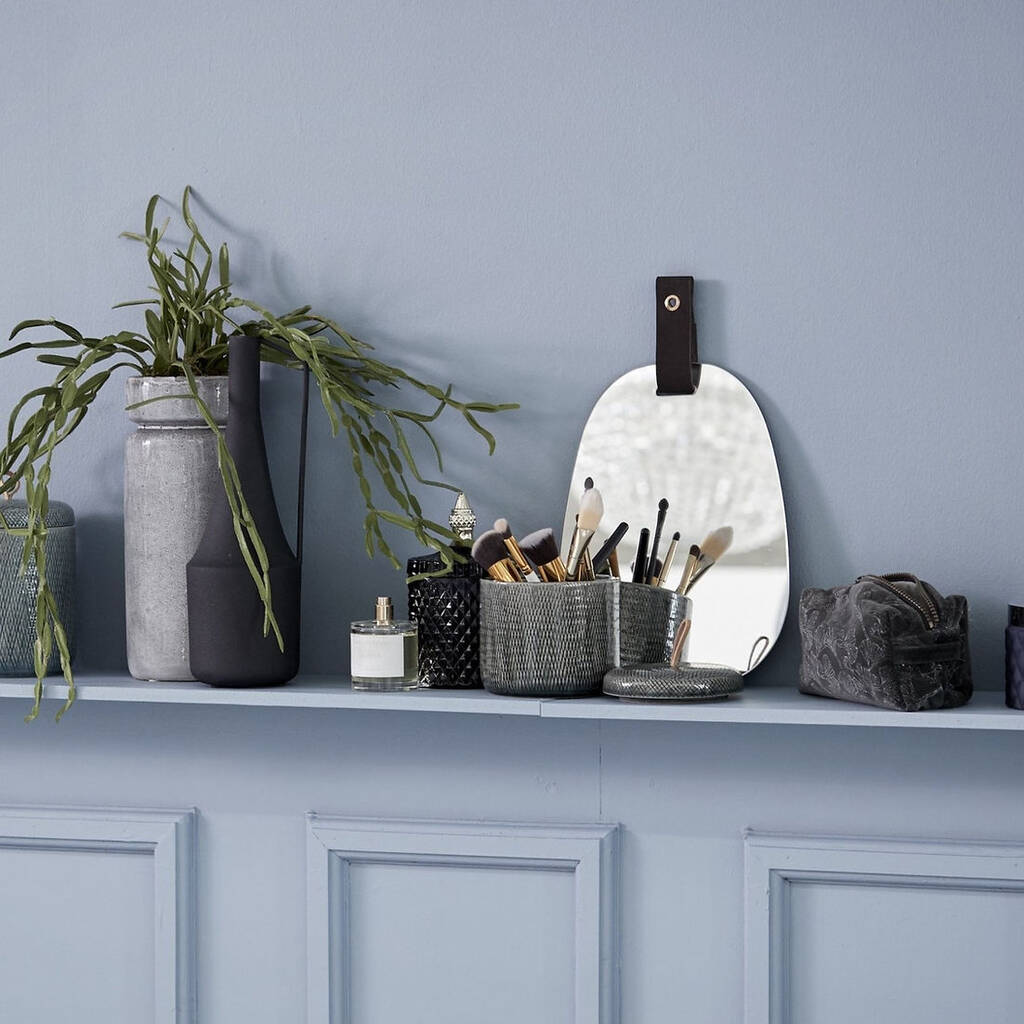 Small Niki Wall Mirror With Faux Leather Strap, 1 of 5