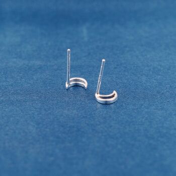 925 Sterling Silver Crescent Moon Stud Earrings, 3 of 7