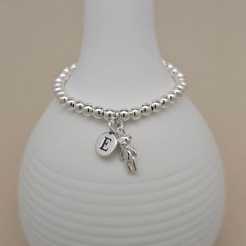 Personalised Child's Silver Teddy Bear Charm Bracelet, 2 of 5