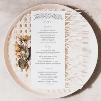 Personalised Wedding Menu With Wildflowers, 2 of 7