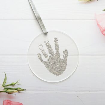 Personalised Handprint Glitter Acrylic Newborn Gift, 2 of 4