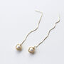 Hand Wrapped Fresh Water Pearl Long Chain Drop Earrings, thumbnail 3 of 6