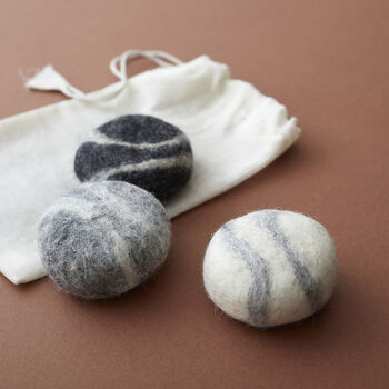 Fair Trade Wool Felted Soap Marble Pebble 3pc Gift Set, 10 of 12