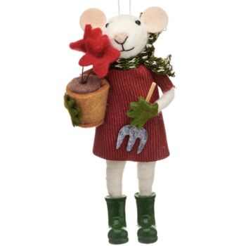 Felt Gardening Mouse Christmas Hanging Decoration, 2 of 2