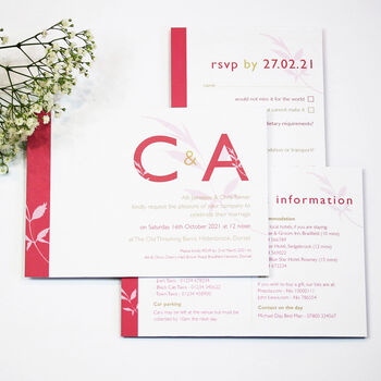Initial Letters Floral Wedding Invitation Set, 2 of 6
