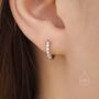 Sterling Silver Delicate Cz Huggie Hoop Earrings, thumbnail 5 of 10