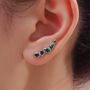 Sterling Silver Emerald Green Droplet Cz Cluster Crawler Earrings, thumbnail 1 of 12