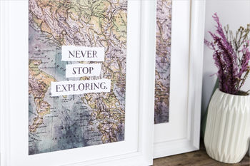 Never Stop Exploring A3 Vintage Map Print, 3 of 3