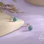 Sterling Silver Turquoise Stud Earrings, 3mm Or 4mm, Blue Or Green Turquoise Gemstone, thumbnail 7 of 12