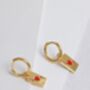 Gold Queen Of Hearts Huggie Hoop Charm Earrings, thumbnail 5 of 12