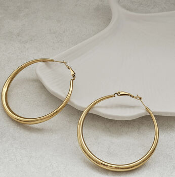 6cm Gold Hoops Non Tarnish Waterproof, 2 of 10