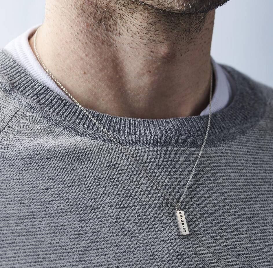 Personalised Men’s Silver Tag Necklace, 1 of 12