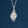 Genuine Pearl Calla Lily Necklace In Sterling Silver, thumbnail 2 of 10