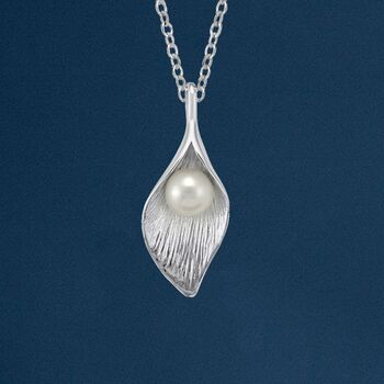 Molten Pearl Calla Lily Necklace In Sterling Silver, 2 of 10
