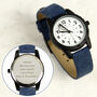 Personalised Black Watch With Blue Canvas Strap, thumbnail 5 of 5