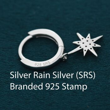 Sterling Silver Starburst Huggie Hoop Earrings, 7 of 12