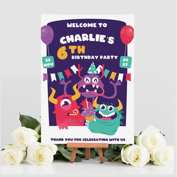Monsters Kids Birthday Party Selfie Frame And Sign, 4 of 6