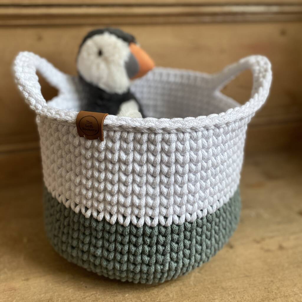 Two Tone Crochet Storage Basket, 1 of 8