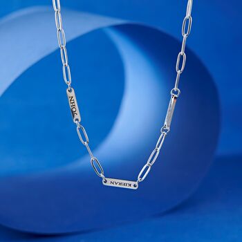 Silver Custom Name Necklace, Engraved Paperclip Link Chain Necklace, Jewelry, 2 of 9