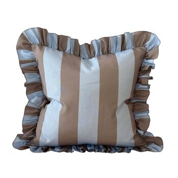 Outdoor Ruffle Striped Cushion, 5 of 6