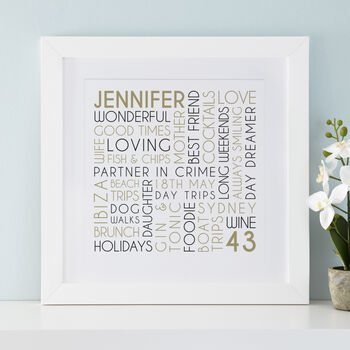 Personalised Any Age Birthday Square Word Art, 8 of 11