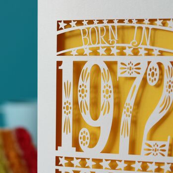 Personalised Papercut Born In 1972 Birthday Card, 8 of 10