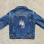 Kids Personalised Denim Jacket Special Sparkly Unicorn, thumbnail 5 of 9