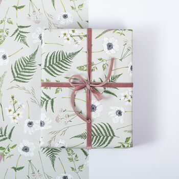 Botanical Gift Wrap 'Wild Meadow' Grey, 4 of 4