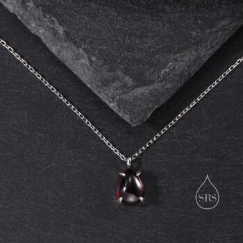 Genuine Garnet Pear Necklace In Sterling Silver, 8 of 12