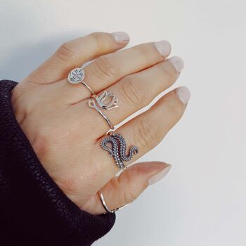 925 Sterling Silver Octopus Tentacles Ring, 3 of 9
