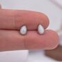 Sterling Silver Opal Droplet Stud Earrings, thumbnail 3 of 12