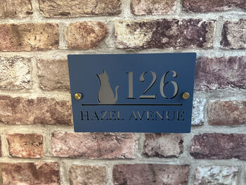 Personalised Cat Silhouette Design House Number Sign Acrylic, 9 of 10