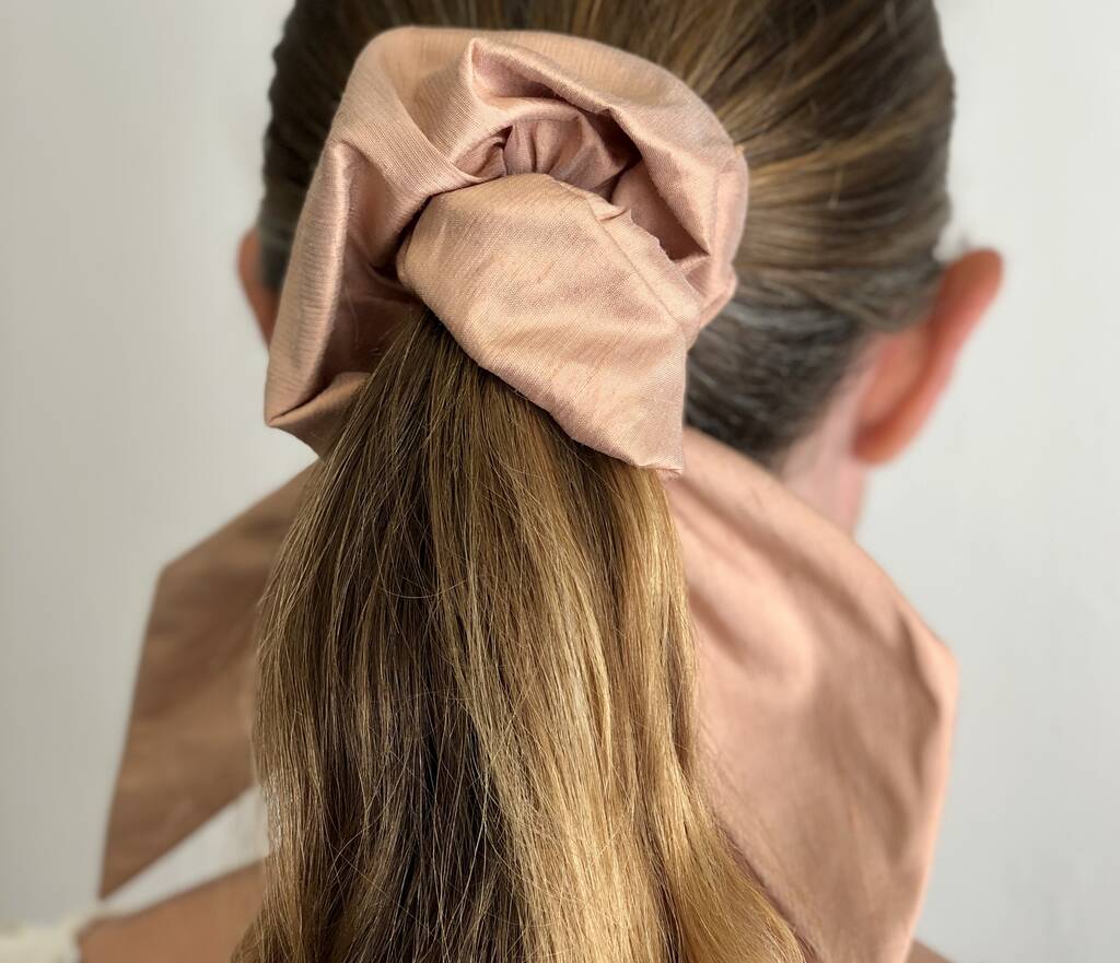 Large Silk Scrunchies With Bow In Nine Colours, 1 of 8