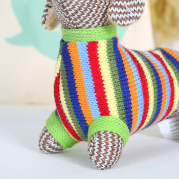 Dachshund Sausage Dog Rattle And Personalised Gift Bag, 4 of 6