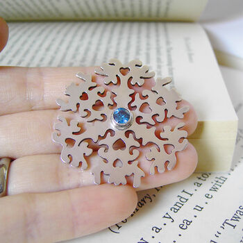 Silver Snowflake Necklace With Swiss Blue Topaz, 3 of 5