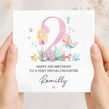 Mermaid 4th Birthday Card, Pink Birthday Card For Daughter, Granddaughter, Any Relationship, 4 of 9