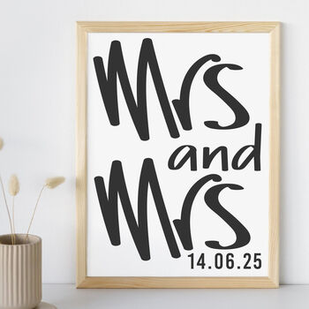 Mr And Mrs Wedding Print With Optional Frame, 2 of 3